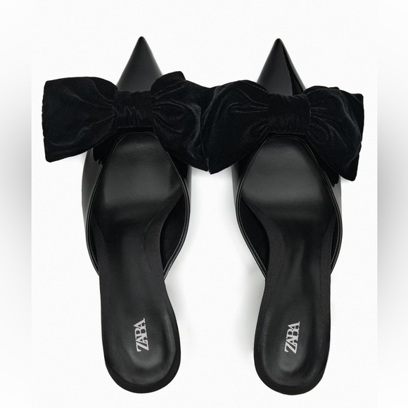 ZARA HEELED MULES WITH BOW - Picture 4 of 5